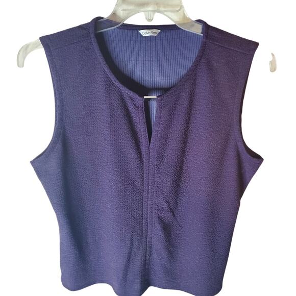 Calvin Klein Dark Purple Crepe Sleeveless Shell Blouse, XL - Picture 1 of 6